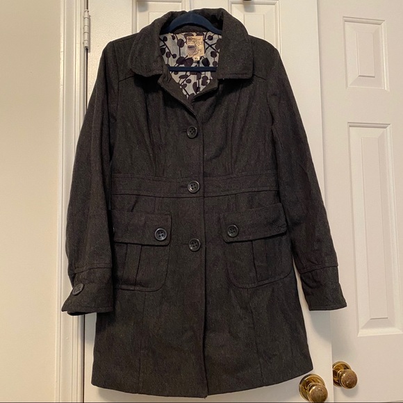 Tulle Nordstrom Dark Grey Button Down Pea Coat - Picture 1 of 6